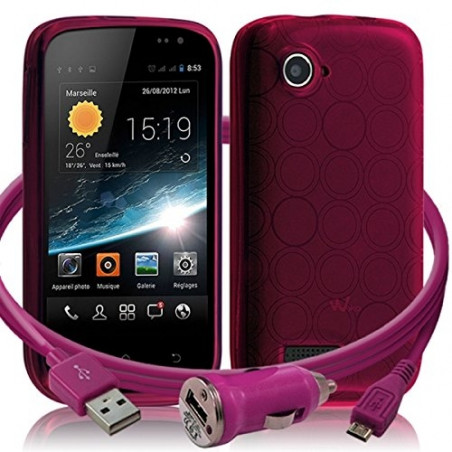 Housse Coque Semi Rigide Couleur Rose Fushia Translucide pour Wiko Cink Slim 2 + Chargeur Auto