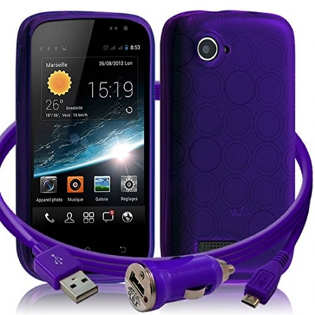 Housse Coque Semi Rigide Couleur Violet Translucide pour Wiko Cink Slim 2 + Chargeur Auto