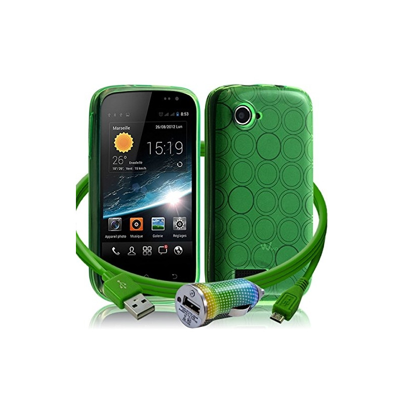 Housse Coque Semi Rigide Couleur Vert Translucide pour Wiko Cink Slim 2 + Chargeur Auto