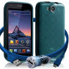 Housse Coque Semi Rigide Couleur Bleu Translucide pour Wiko Cink Peax + Chargeur Auto