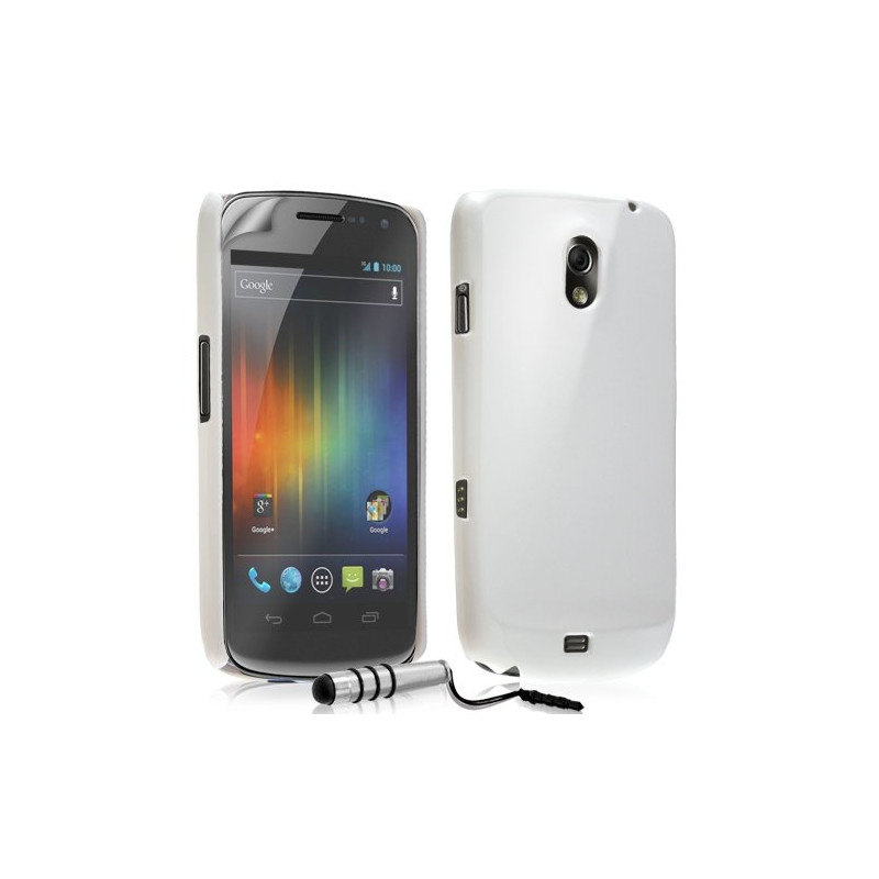 Housse Étui Coque Rigide Brillante Pour Samsung Galaxy Nexus Couleur Blanc Nacré + stylet + Film Écran