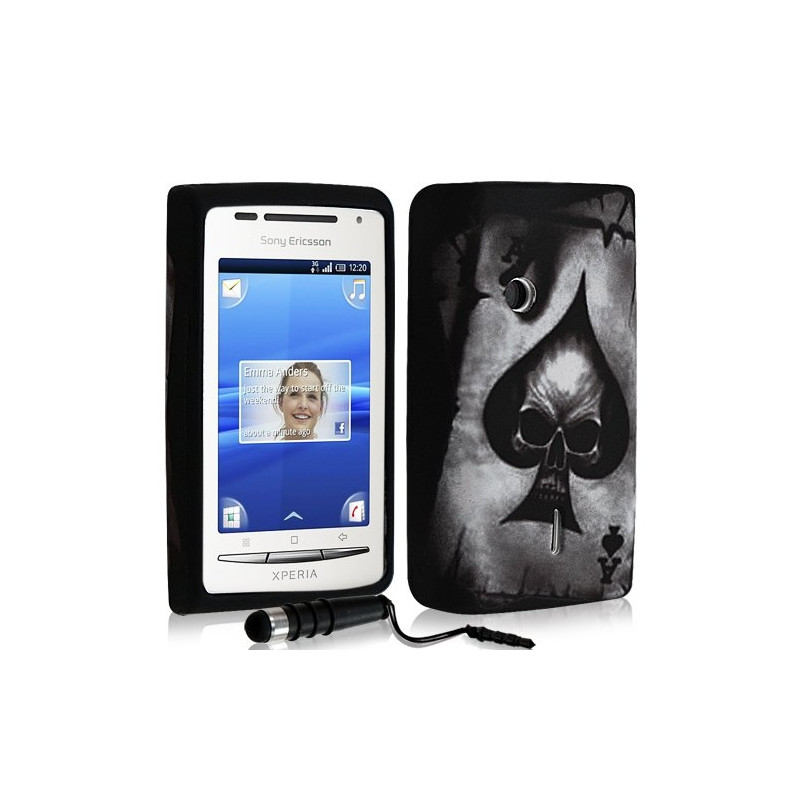 housse étui coque en gel pour Sony Ericsson Xperia X8 avec motifs + stylet