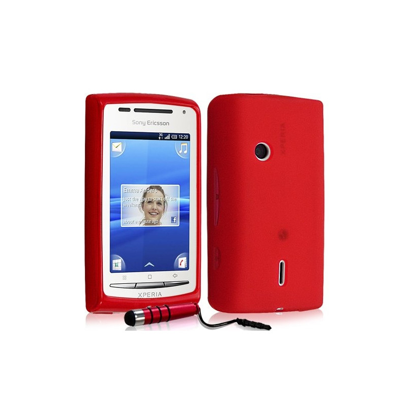 Housse étui coque en gel pour Sony Ericsson Xperia X8 couleur rouge + stylet