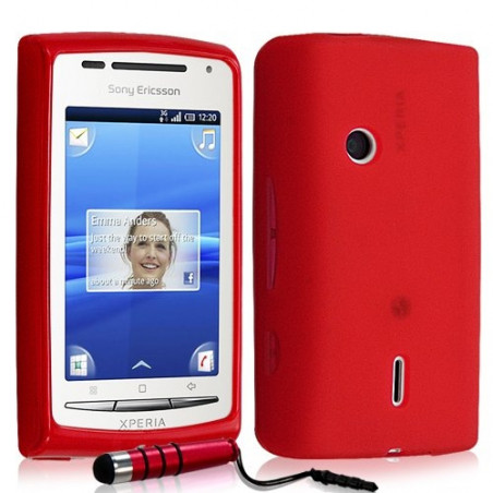 Housse étui coque en gel pour Sony Ericsson Xperia X8 couleur rouge + stylet