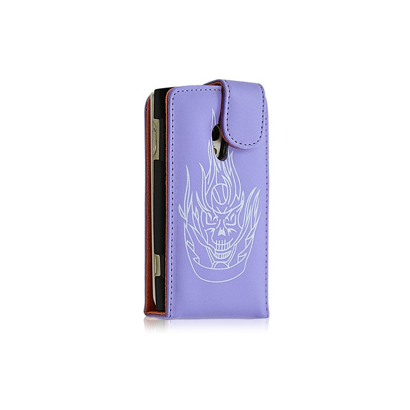 Housse étui coque pour Sony Ericsson Xperia X10 motif tete de mort couleur violet + film écran
