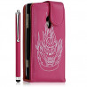 Housse étui coque pour Sony Ericsson Xperia X10 motif tete de mort couleur rose fuschia + Stylet + film écran