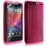 Housse coque etui gel damier transparent pour Motorola Razr XT910 couleur rose fuschia + Film