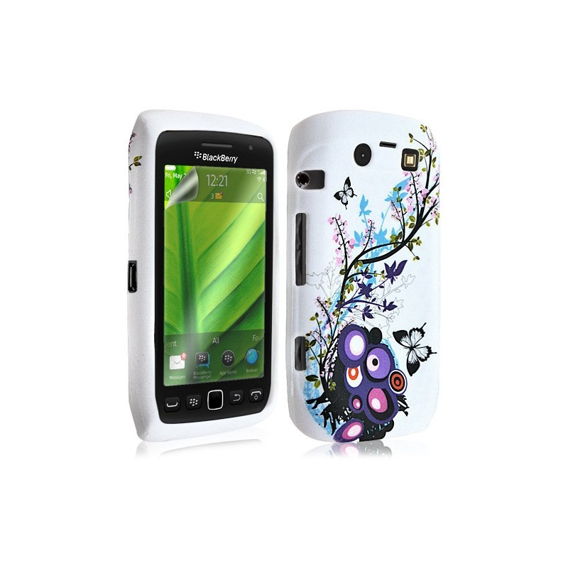 Housse coque étui en gel pour BlackBerry Torch 9860 avec motif + Film