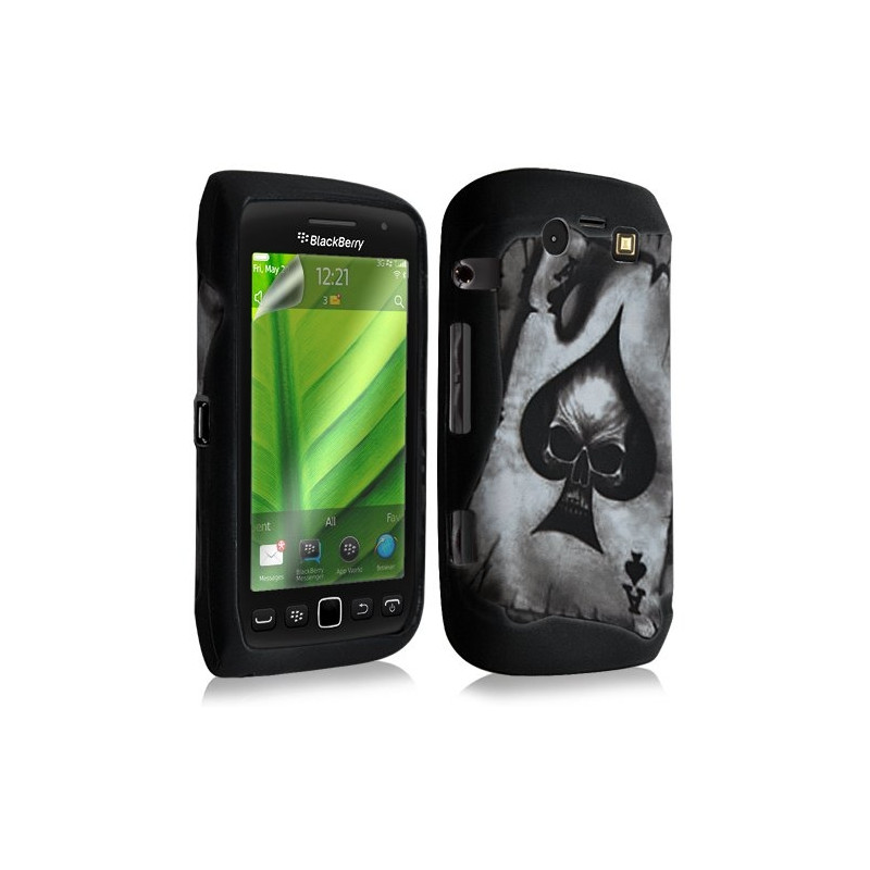 Housse coque étui en gel pour BlackBerry Torch 9860 avec motif + Film