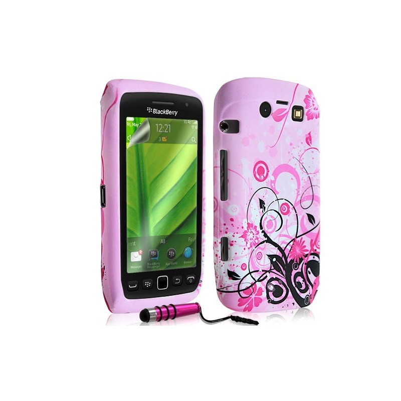 Housse coque étui en gel pour BlackBerry Torch 9860 avec motif + Stylet + Film