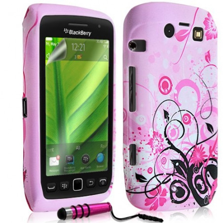 Housse coque étui en gel pour BlackBerry Torch 9860 avec motif + Stylet + Film