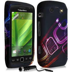 Housse coque étui en gel pour BlackBerry Torch 9860 avec motif + Stylet + Film