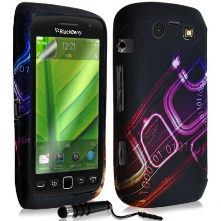 Housse coque étui en gel pour BlackBerry Torch 9860 avec motif + Stylet + Film