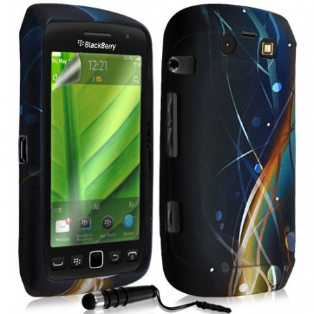 Housse coque étui en gel pour BlackBerry Torch 9860 avec motif + Stylet + Film