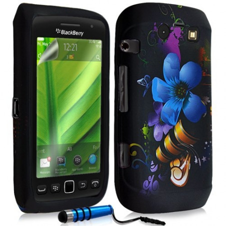 Housse coque étui en gel pour BlackBerry Torch 9860 avec motif + Stylet + Film