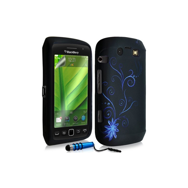 Housse coque étui en gel pour BlackBerry Torch 9860 avec motif + Stylet + Film