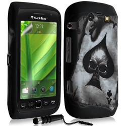 Housse coque étui en gel pour BlackBerry Torch 9860 avec motif + Stylet + Film