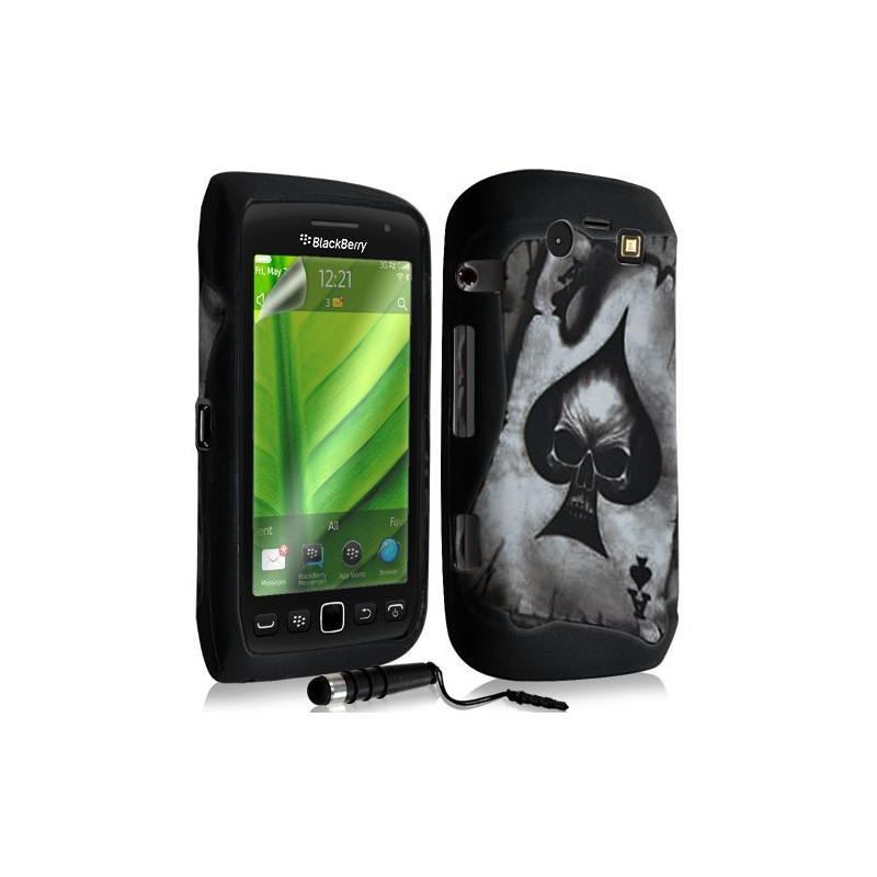 Housse coque étui en gel pour BlackBerry Torch 9860 avec motif + Stylet + Film