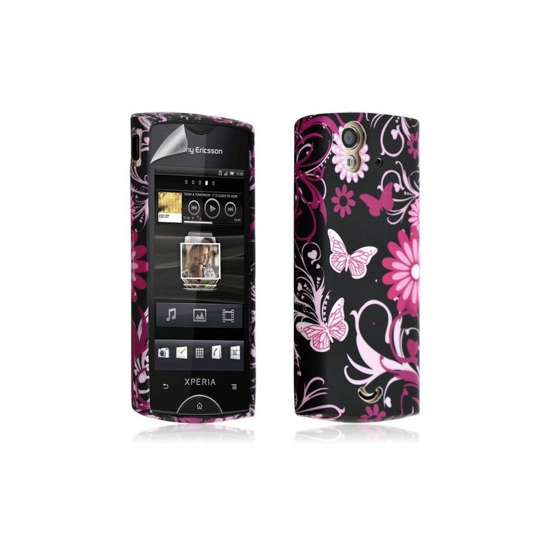 Housse coque etui gel pour Sony Ericsson Xperia Ray avec motifs + Film