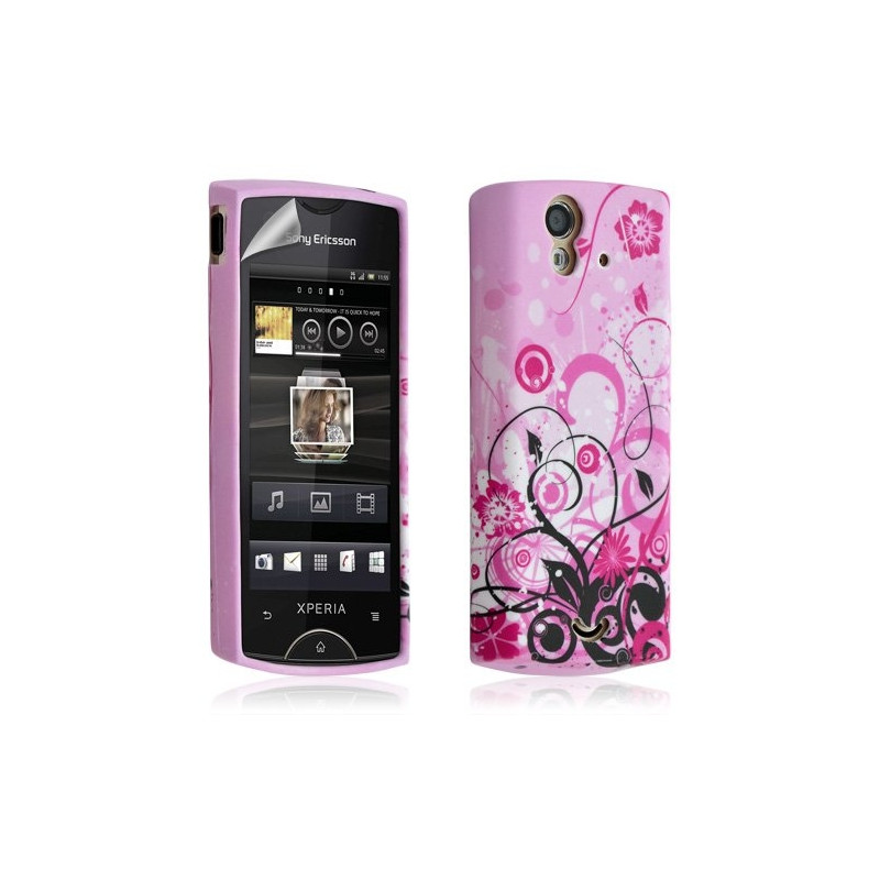 Housse coque etui gel pour Sony Ericsson Xperia Ray avec motifs + Film