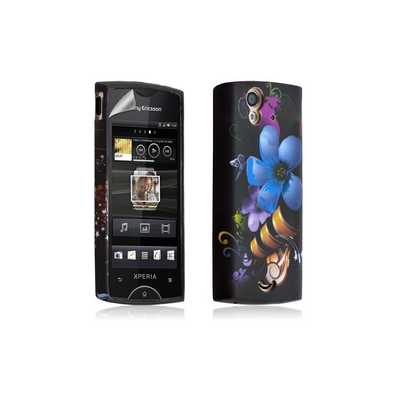 Housse coque etui gel pour Sony Ericsson Xperia Ray avec motifs + Film