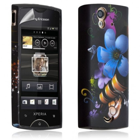 Housse coque etui gel pour Sony Ericsson Xperia Ray avec motifs + Film