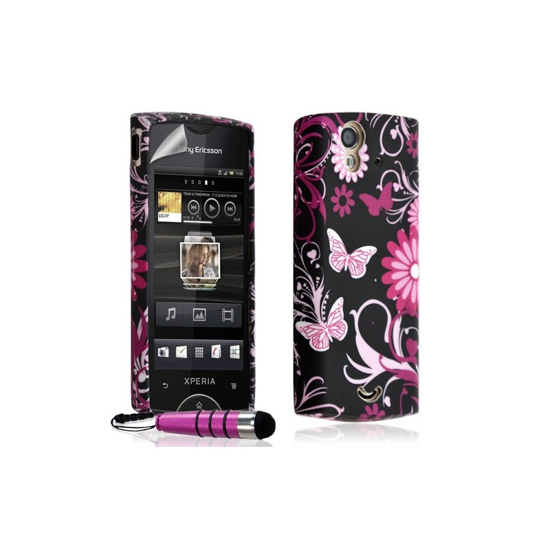 Housse coque etui gel pour Sony Ericsson Xperia Ray avec motifs + Stylet + Film