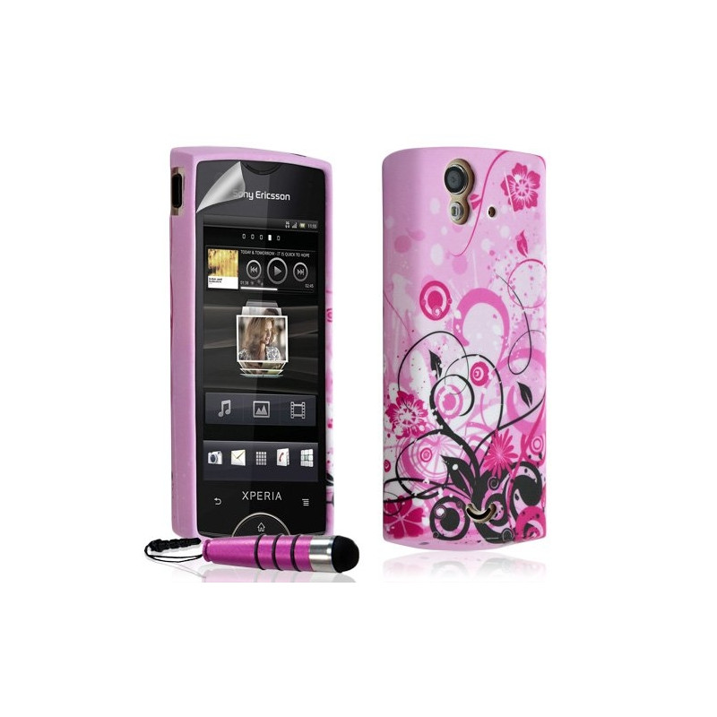 Housse étui coque gel pour Sony Ericsson Xperia Ray motif HF17 + Mini stylet