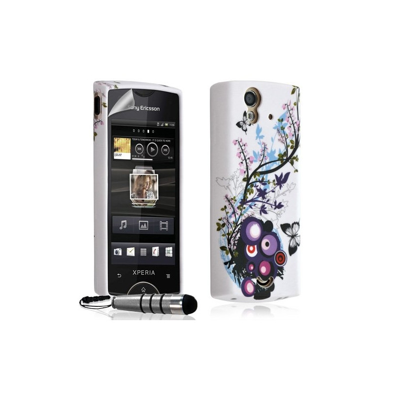 Housse étui coque gel pour Sony Ericsson Xperia Ray motif HF01 + Mini stylet