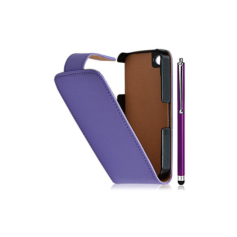 Housse coque étui pour Apple iPhone 4 / 4S couleur violet + Stylet luxe