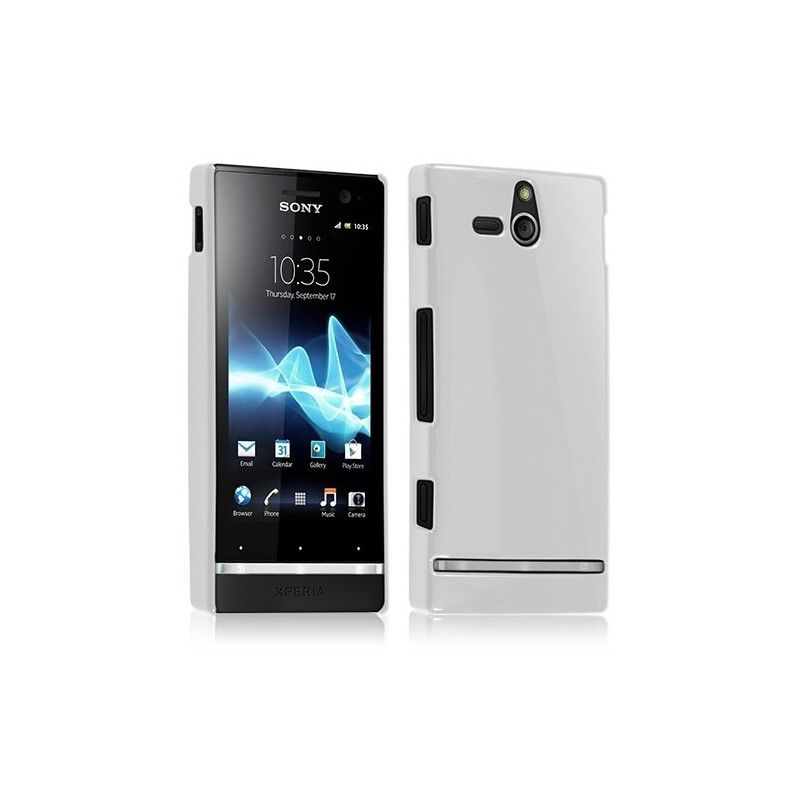 Housse Étui Coque Rigide Brillante Pour Sony Xperia U Couleur Blanc