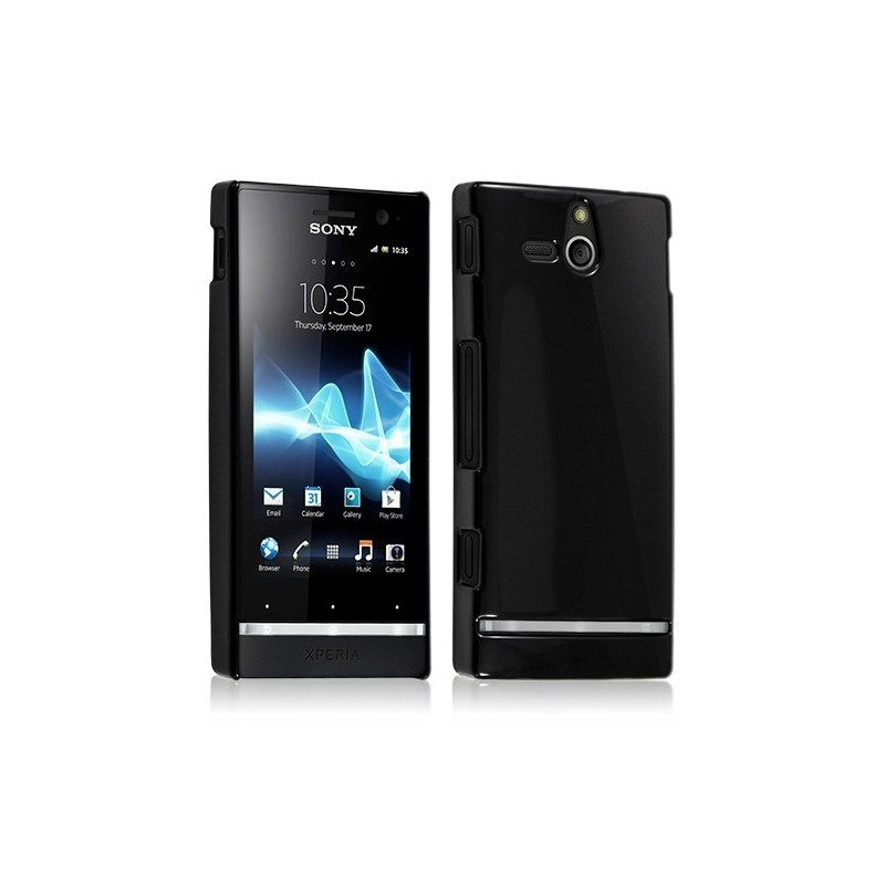 Housse Étui Coque Rigide Brillante Pour Sony Xperia U Couleur Noir