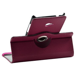 Housse coque étui pour HTC 8X de luxe avec sytème de rotation à 360 degrès couleur rose fushia