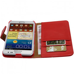 Housse Coque Etui Portefeuille pour Samsung Galaxy Note Style Diamant Couleur Rouge