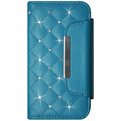 Etui Portefeuille Universel M Style Diamant bleu ciel pour Danew Konnect 501