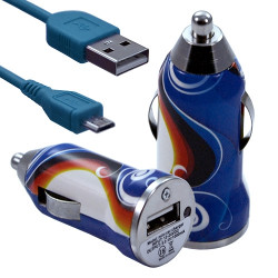 Chargeur voiture allume cigare USB avec câble data avec motif CV15