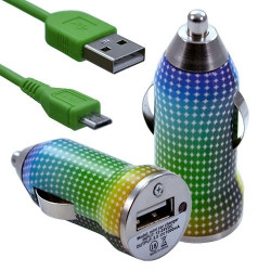 Chargeur Voiture Allume Cigare USB avec Câble Data avec motif CV13 pour LG : Optimus Chat C550 / Optimus L3 / Optimus L5 / Opti