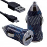 Chargeur Voiture Allume Cigare USB avec Câble Data avec motif CV04 pour Blackberry : Curve 9320 / Curve 9360 / Curve 9380 / Bol