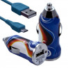 Chargeur Voiture Allume Cigare USB avec Câble Data avec motif CV15 pour Blackberry : Curve 9320 / Curve 9360 / Curve 9380 / Bol