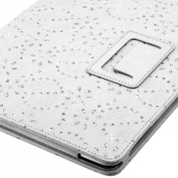 Housse coque etui pour Apple iPad 1 Style Diamant Couleur Blanc