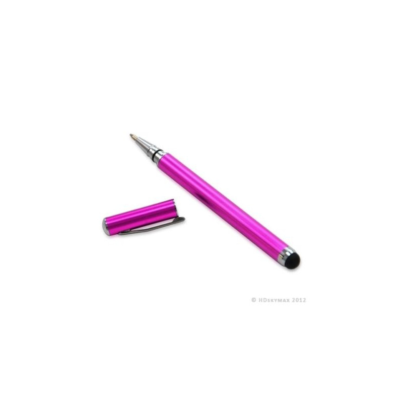 Stylet luxe 2en1 fonction stylo tactile couleur Rose Fuschia pour Alcatel, Acer, Archos, Asus, Yezz, HTC, Huawei, LG, Meizu