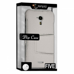 Coque Etui Fonction Support pour Wiko Cink Five couleur Blanc + Film de Protection