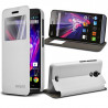 Housse Etui S-View Fonction support Couleur Noir pour Wiko Wax + Film de Protection