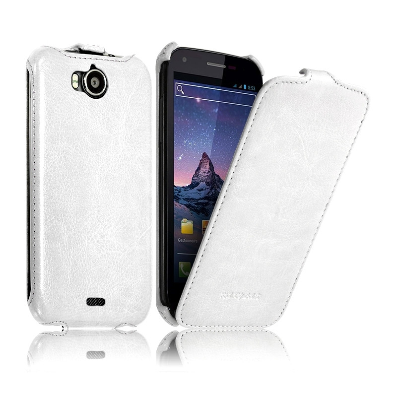 Housse Etui Coque Rigide Clapet pour Wiko Cink Peax 2 Couleur Blanc