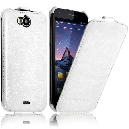 Housse Etui Coque Rigide Clapet pour Wiko Cink Peax 2 Couleur Blanc