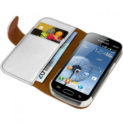 Housse Coque Etui Portefeuille pour Samsung Galaxy Trend Couleur Blanc