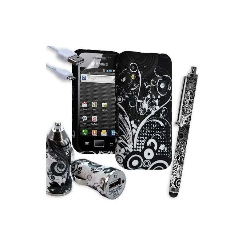 Housse Étui Coque En Gel + Chargeur Voiture Auto + Stylet Pour Samsung Galaxy Ace S5830 S5839i Avec Motif HF18