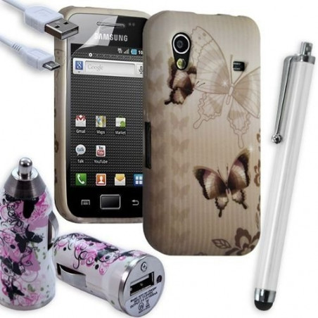 Housse Étui Coque En Gel + Chargeur Voiture Auto + Stylet Pour Samsung Galaxy Ace S5830 S5839i Avec Motif HF31