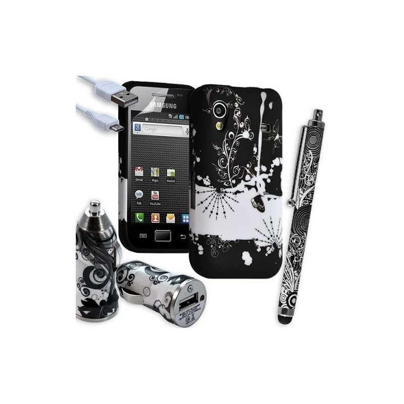 Housse Étui Coque En Gel + Chargeur Voiture Auto + Stylet Pour Samsung Galaxy Ace S5830 S5839i Avec Motif HF32