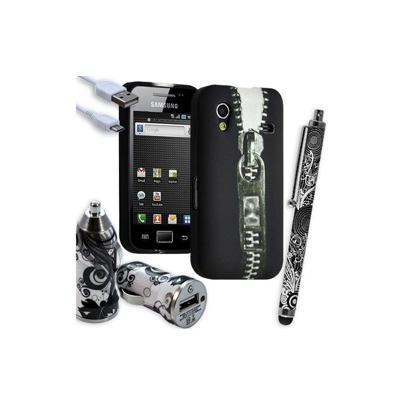 Housse Étui Coque En Gel + Chargeur Voiture Auto + Stylet Pour Samsung Galaxy Ace S5830 S5839i Avec Motif LM07